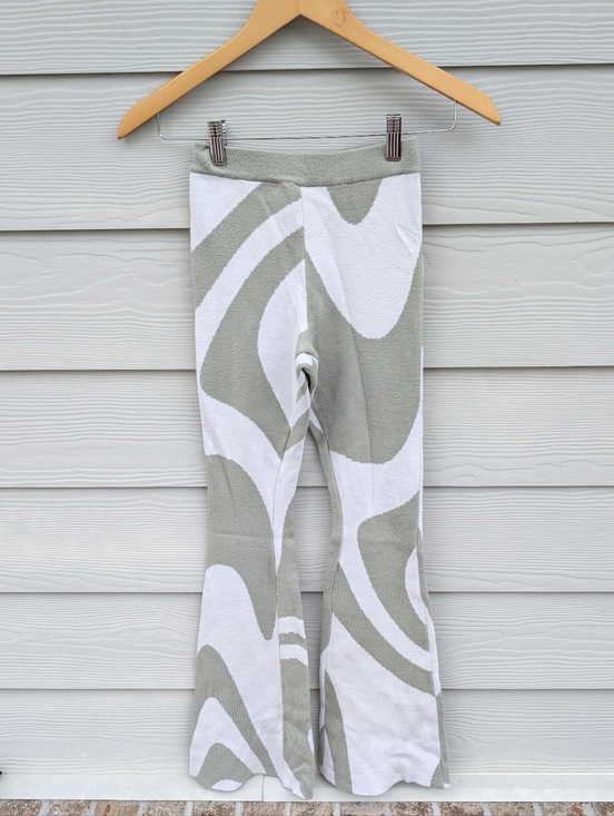 Princess Polly Pants - Princess Polly Pants Size XS S Green Cream High Waist Flare Knit Boho Cozy